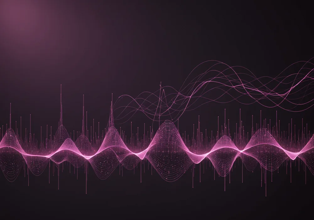 Abstract visualization of AI learning voice patterns from email samples